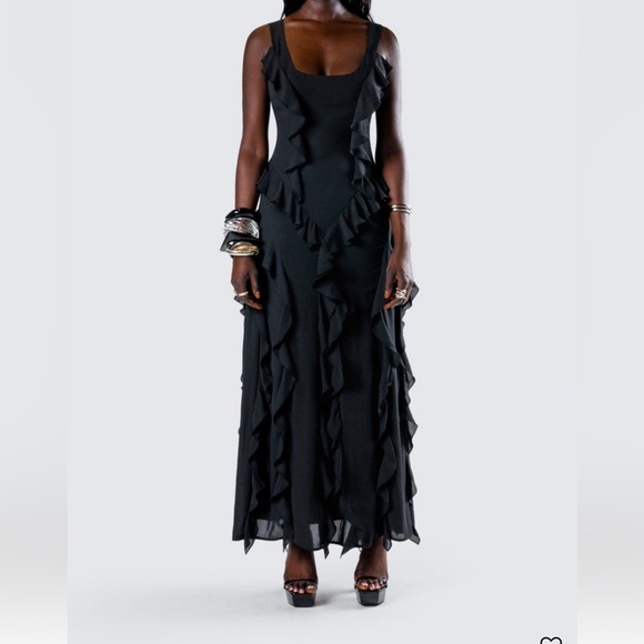 Finesse Black Ruffle Maxi Dress - Picture 5 of 5